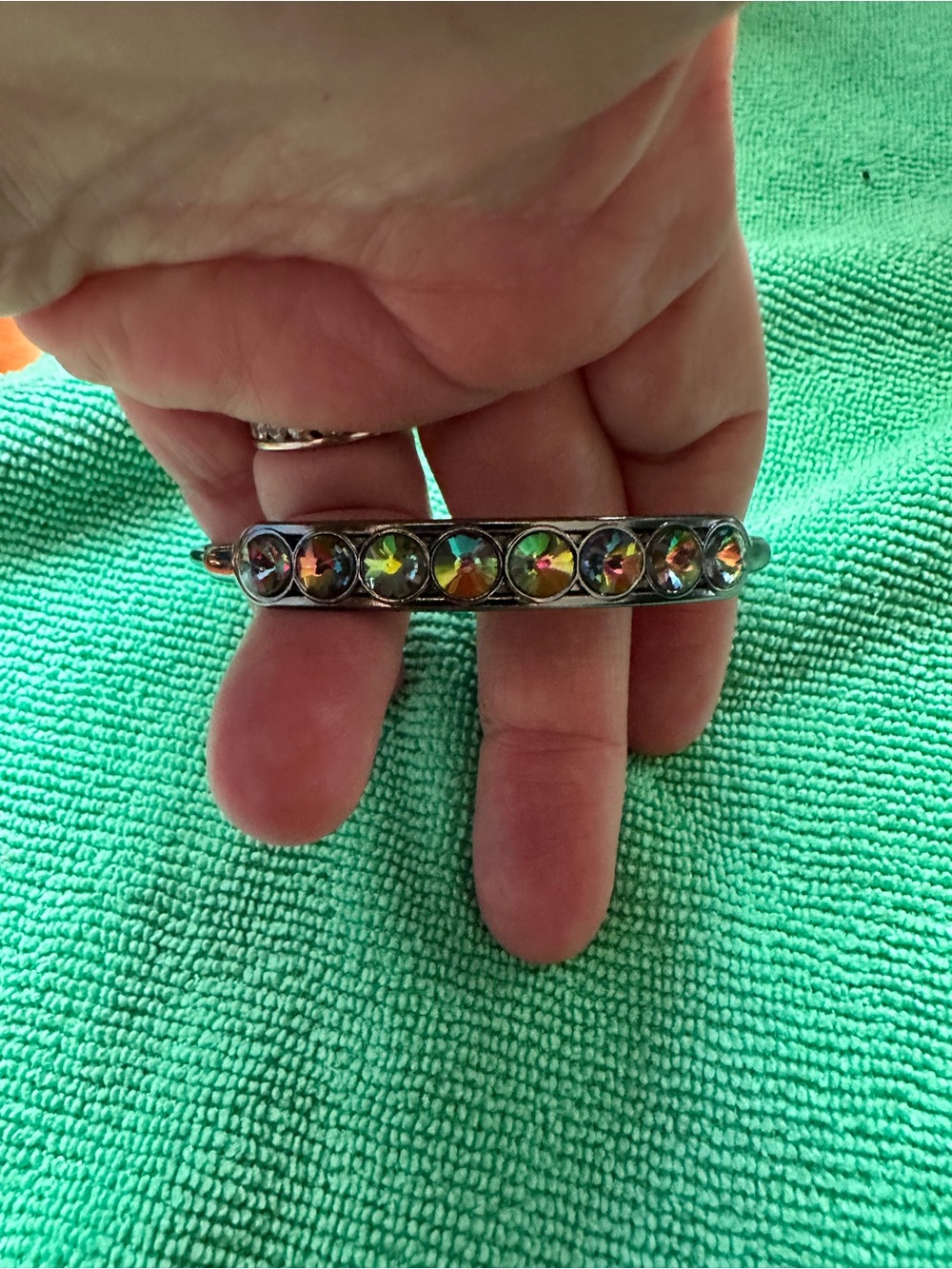 Multicolor Crystal Circle-Set Bangle Bracelet - Women Jewelry